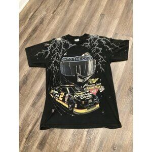 NASCAR Racing Rusty Wallace Lightning Black T-Shirt 90s Vintage, Large
